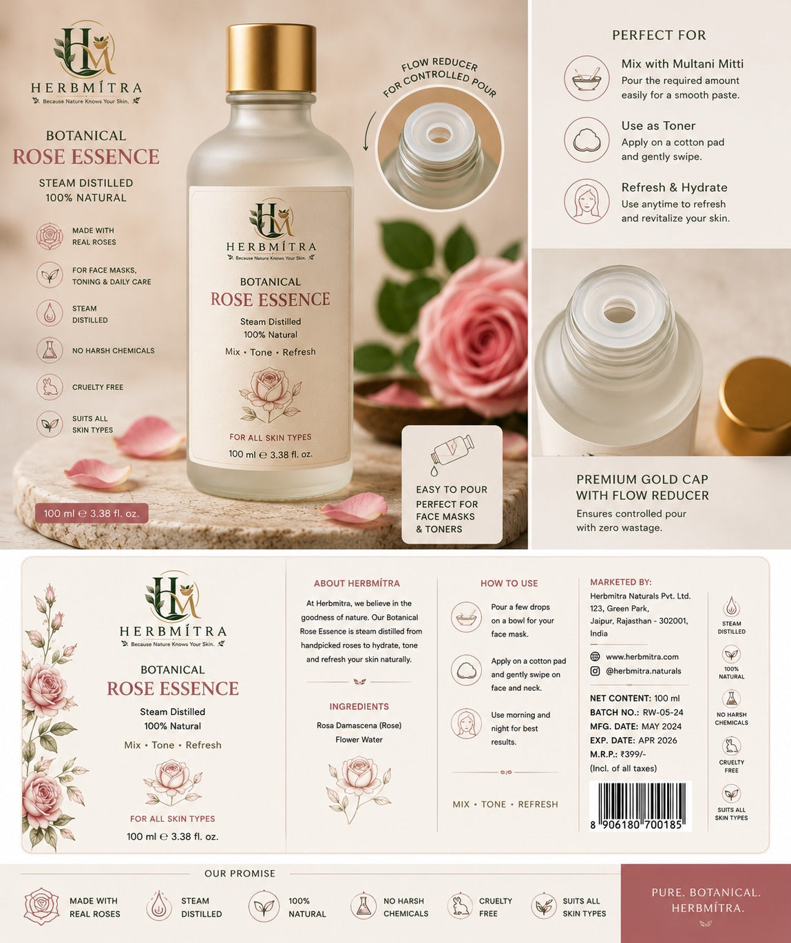 HerbMitra Pure Rose Water